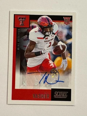 2021 Panini Chronicles T.J. Vasher Score Rookie Auto Texas Tech/Dallas - Image 1 of 2