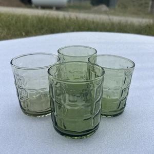 Libbey Amber Glass Short Drinking Cups Set Mid Century Avocado Green Set Of 4 - Picture 1 of 8
