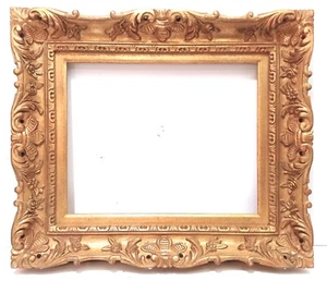 12 X 16 BAROQUE MEDIUM ANTIQUED GOLD 4 3/4" WIDE STANDARD PICTURE FRAME PIERCED - Picture 1 of 10