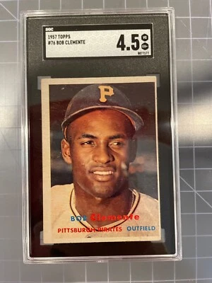 1957 TOPPS #76 ROBERTO BOB CLEMENTE PIRATES BASEBALL CARD SGC 4.5 VG/EX+ - Image 1 of 2