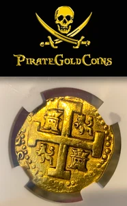 PERU 1726 8 ESCUDOS NGC PIRATE GOLD COINS SHIPRWRECK TREASURE PENDANT JEWELRY - Picture 1 of 10