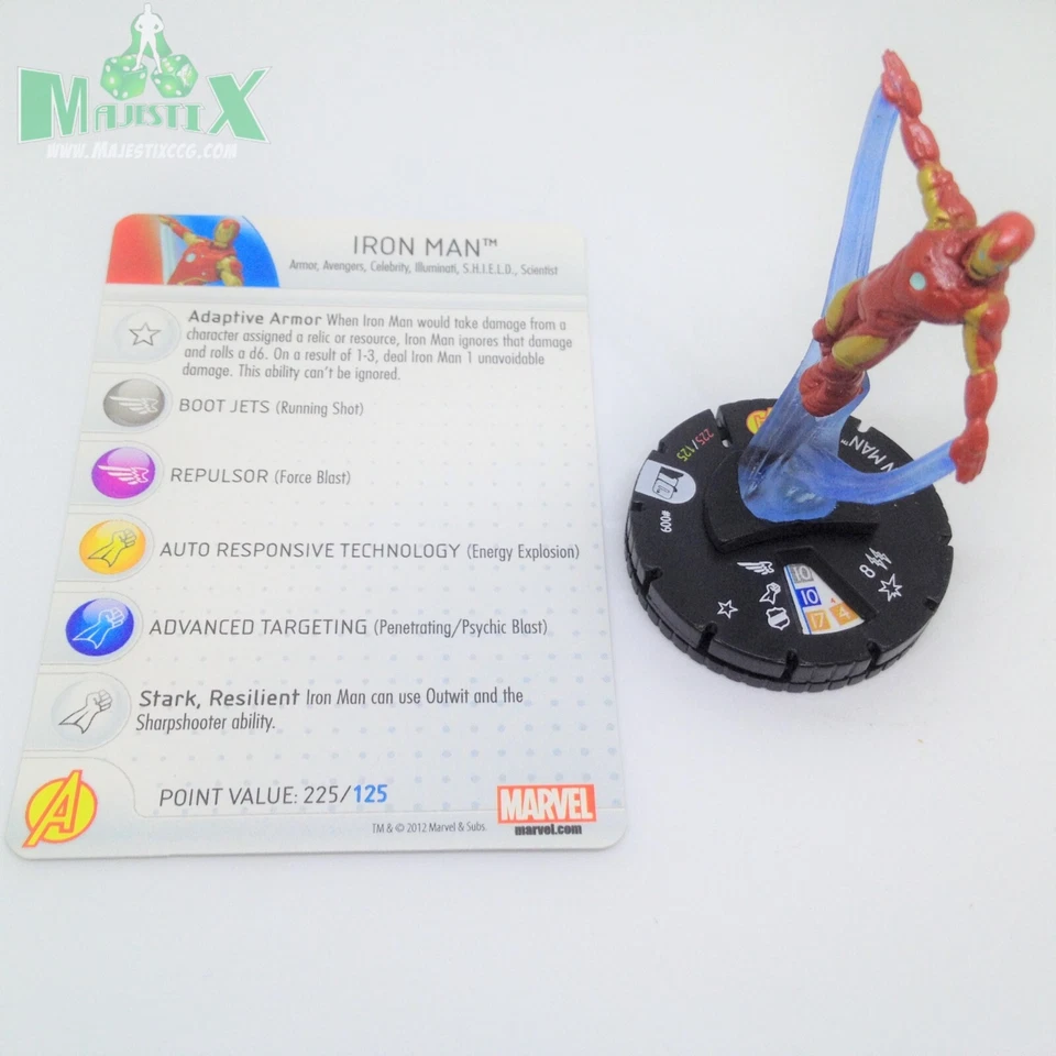 Heroclix Marvel 10th Anniversary set Iron Man #009 Common figure w/card! - Image 1 of 1