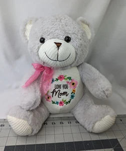 Oso Peluche Love You Mom Vientre 15 Pulgadas Tejido Flor Anillo MTY Relleno Internacional - Imagen 1 de 10