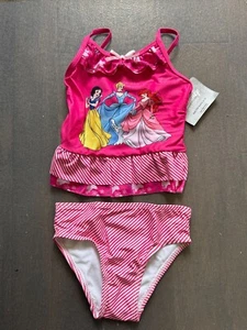 DeLuXe Princess SWIM SUIT 2 pc Cinderella Belle Snow Tankini Disney Store Pink - Picture 1 of 5