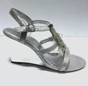 Adrianna Papell Adair Womens Wedge Sandal Silver Size 8.5 M - Picture 1 of 5