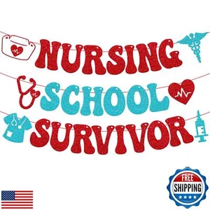 Nursing School Graduation Party Decorations Nursing School Survivor Banner Co - Picture 1 of 5