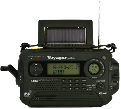 Kaito KA600L Emergency AM/FM/SW NOAA Weather Alert Radio with Solar Crank Black - Image 1 of 4