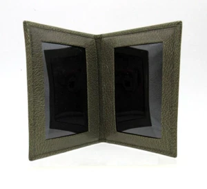 Bifold Frame MINI Holds Two 2x3" Photos Leather Graphic Image bi-fold Sage Green - Picture 1 of 5