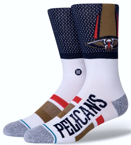 STANCE NBA New Orleans Pelicans Shortcut 2 Navy Blue Casual Crew Socks Mens Sz S Cover
