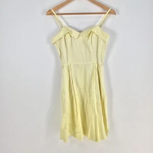 Tara Jarmon womens dress size 38 aus 8 fit flare yellow sleeveless cotton 066175 - Picture 1 of 10