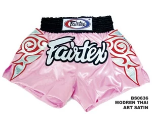 PANTALONES CORTOS DE SATÉN FAIRTEX MUAY THAI KICK BOXING MMA K1 MODERNOS TAILANDESES VINTAGE ARTE ROSA - Imagen 1 de 4