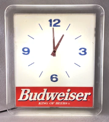RELOJ ILUMINADO BUDWEISER VINTAGE, FLORECIENTE, REY DE LAS CERVEZAS, ELÉCTRICO, REGALO, CON CABLE:) Foto 1 de 4