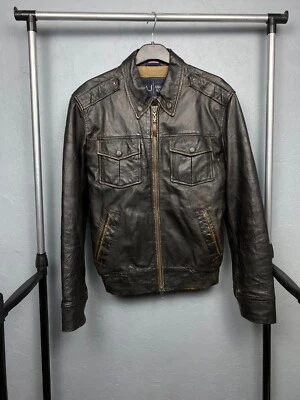 Armani Jeans Vintage Mens Leather Jacket Size M - Image 1 of 4