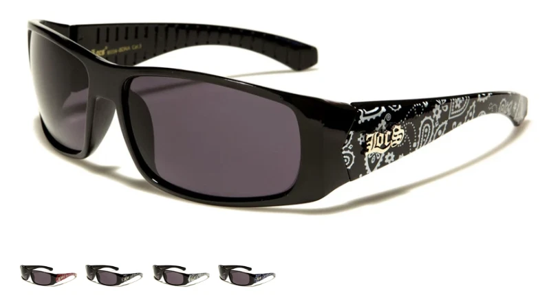 LOCS Sunglasses Gangster Style Sport Bandana Prints Pointy Locs Logo Temple Wrap - Image 1 of 1