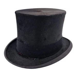 Vintage Christys' London Black Silk Top Hat 56cm (6 3/4) Formal Dress Med - Picture 1 of 19