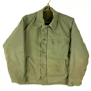 Vintage US Army A-2 Jacket Size Small Green Full Zip Insulated Vietnam Era - Bild 1 von 8
