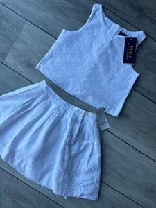 Ralph Lauren Polo Girl's White Spring II Floral Eyelet 2 Set Dress - Age 6 - New - Picture 1 of 15