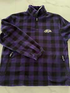 Baltimore Ravens Large 1/4 Zip Fannel Purple Pullover NWT