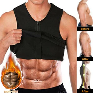 Men Sauna Suit Sweat Vest Waist Trainer Body Shaper Tank Top Compression Shirt - Picture 1 of 20