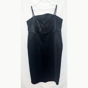 Eloquii Faux Leather Midi Dress 20 Black Croc Sculptural Neckline Avant Garde - Picture 1 of 14