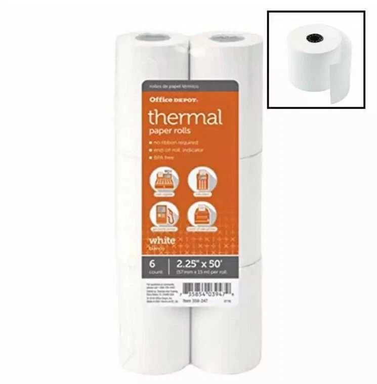 Thermal Paper 2.25x 50 Feet 4 Rolls Office DEPOT