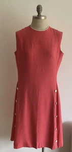 "Vestido vintage de coral/crema años 50/60, 19,5" de foso a hoyo, ¿goodwood? - Imagen 1 de 10