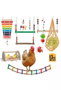 ๐ 13 Pcs Chicken Toys for Coop Accessories Xylophone Mirror Swings & Much More - Picture 1 of 9