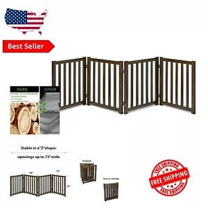 Versatile Solid Wood Dog Gate - Adjustable 80" Wide Indoor/Outdoor Safety Fence - Picture 1 of 8