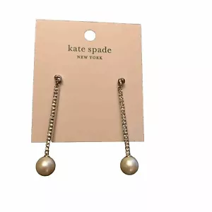 kate spade new york precious pearls linear earrings clear/silver tone - Picture 1 of 4