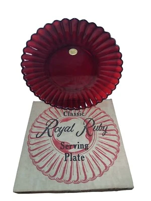 Vintage Anchor Hocking Classic Royal Ruby Red 14" Large Round Torte Plate - Image 1 of 4