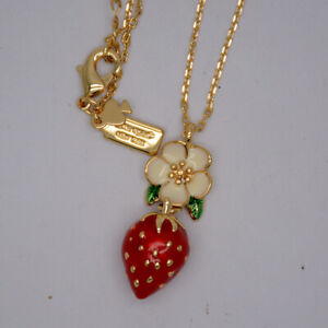 KATE SPADE NEW YORK Picnic Perfect Strawberry Necklace Pendant Enamel Red Dangle