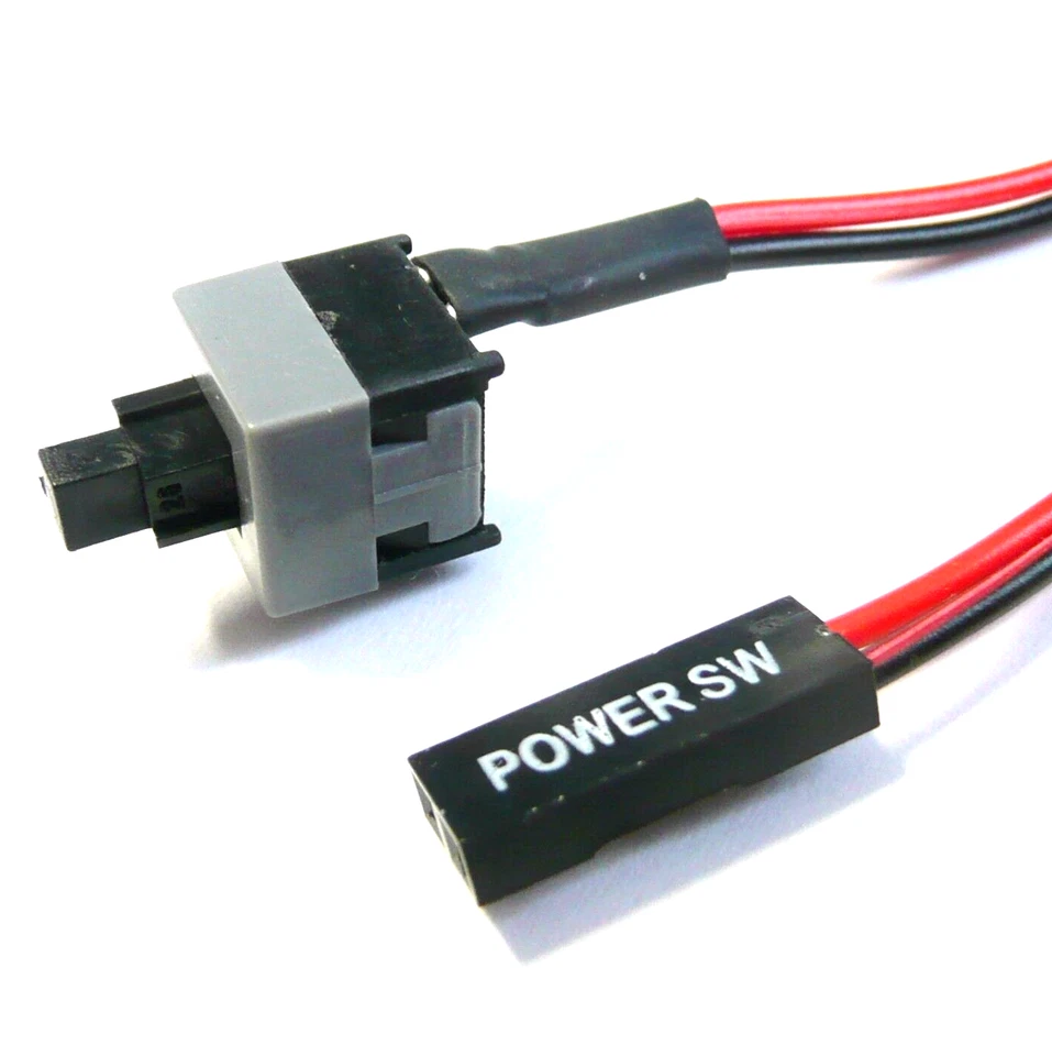 MARKENLOS Reset Taster SW Power On Off Einschalter Ein Aus Taste Kabel Computer PC Cable