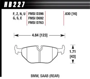 Hawk Rear Disc Pads and Brake Shoes for 1999-2002 Saab 9-5 - Picture 1 of 4