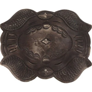 XL Antique Repousse Sterling Silver Concho Navajo Ingot 20s Vintage Belt Buckle - Picture 1 of 6
