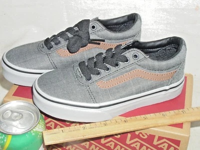 NEW NIB OTW VANS WARD YT YOUTH KIDS 12 BLACK GREY GRAY LACE SKATE SHOES SNEAKERS - Image 1 of 4