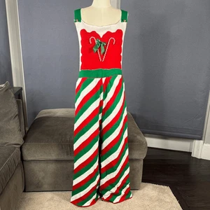 Mono suéter de una pieza a rayas festivo Spadehill para mujer bastón de caramelo talla L - Imagen 1 de 14