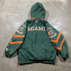 Chaqueta con Capucha Vintage Años 90 Starter Miami Hurricanes XL Verde Naranja  - Imagen 1 de 22