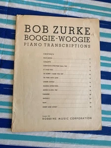 Libro Musicale Vintage 1942 "Boogie Woogie Piano Trascrizioni" Arr. By Bob Zurke - Foto 1 di 6