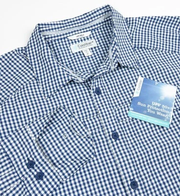 Camisa de pesca Coolibar para hombre XL UPF 50+ protección solar ventilada azul a cuadros Nassau Foto 1 de 4