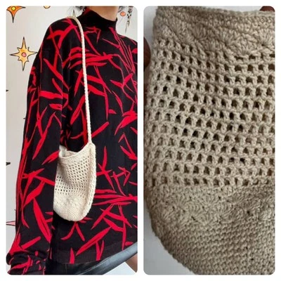 Vintage Y2K | Off White Crochet Crossbody Bag Purse | Fairy Grunge Boho - Image 1 of 3