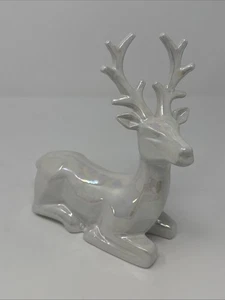 Vintage Christmas Ceramic Deer Figure Iridescent Finish Collectible X-Mas Decor - Picture 1 of 10