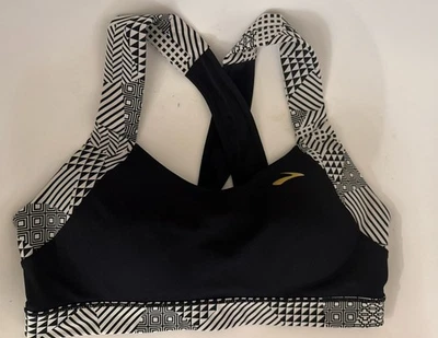 Sujetador deportivo Brooks Uplift espalda cruzada cómodo móvil grande negro blanco 34CD-36C M Foto 1 de 3