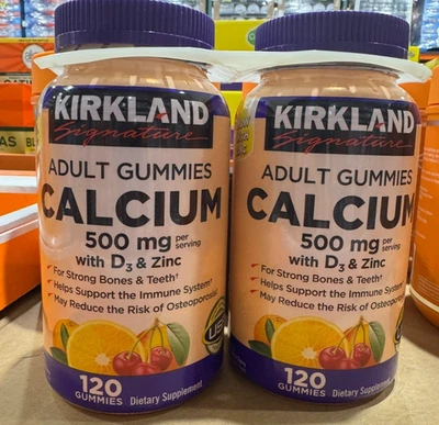 Kirkland Signature Calcio 500 mg con D3 y Zinc 240 Gomitas Adultas Gominolas Foto 1 de 4