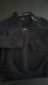 Herren Kenneth Cole Pullover schwarz 1/4 Reißverschluss vorne Beutel Tasche Medium - Bild 1 von 3