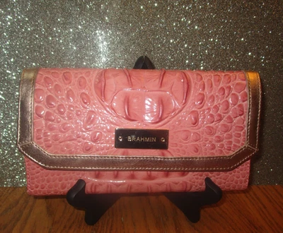 BRAHMIN Burlwood Tri texture LEATHER SOFT CHECKBOOK WALLET NWOT - Image 1 of 4