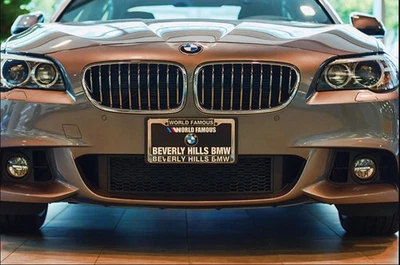 World Famous Beverly Hills BMW Dealership Silver License Plate Frame & Insert - Image 1 of 4