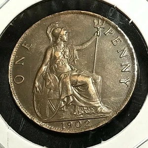 1902 GREAT BRITAIN ONE PENNY NEAR UNCIRCULATED COIN - Picture 1 of 2