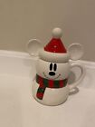 Tasse bonhomme de neige Disney Mickey Mouse avec dessus chapeau du Père Noël vacances d'hiver Noël HTF