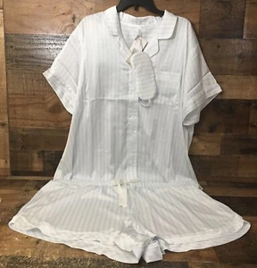 Stars Above Pajama Set 3 Piece Satin Striped Short Sleeve Top and Shorts 2X Gift - Picture 1 of 7