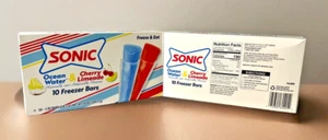 Lote de dos paquetes de 10 barras de aguanieve SONIC congelador pop agua del océano y lima cereza - Imagen 1 de 4
